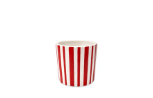 12 Pcs - 5 Inch Ceramic Cylinder Red Striped Pot
