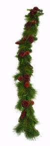 Case of 12 - 6' Greenery Mix Pine W/Cones Garland