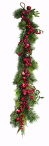 Case of 12 -5' Iced Pomegranate /Berry W/Pine Garland