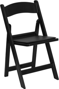 Black Resin Folding Chair with Black Vinyl Padded Seat - 1000 lb. Capacity