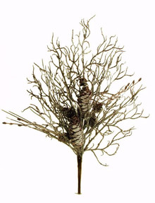 Case of 12 - 18" Snow Pine Cone/Twig Spray