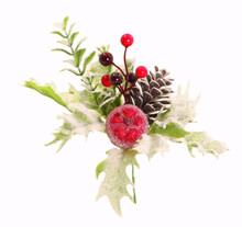 Case of 36 - 9" Red Green Beaded Apple Snow Holly Pick
