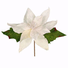 Case of 12 - 8" White Poinsettia Pick 10" Bloom