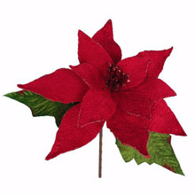 Case of 12 - 8" Red Poinsettia Pick 10" Bloom