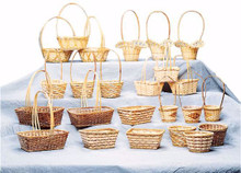 24 Pcs - Natural Bamboo Basket Assortment