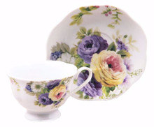 Case of 24 - Multifloral Porcelain Teacup & Saucer