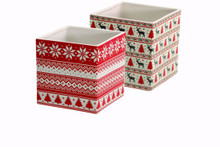 Case of 12 - 2 Asst Christmas Traditions Ceramic Planter 4.5"