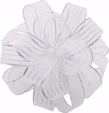 #3 Striped Chiffon Ribbon - White Silver - 10 Rolls