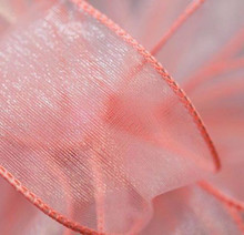 #9 Deluxe Sheer Wired Ribbon - Peach - 10 Rolls