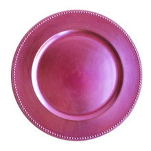 Case of 24 Pink Round Beaded Charger Plates