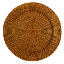 Case of 6 Brown Honey Rattan 13" Round Charger Plates
