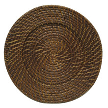 Case of 8 Chestnut Rattan 13" Round Charger Plates