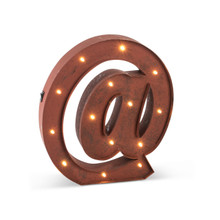 12 inch Rustic Brown Lighted LED "@" Sign