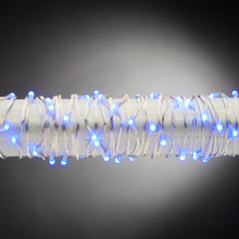 5ft Blue Micro LED Battery Light String with Timer, Silver Wire - 12 Sets
