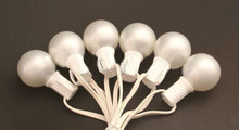 Case of 12 Globe Light String Set Frosted On White - 25ft, 25 light
