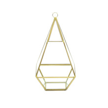 Tall Gold Raised Pyramid Geometric Glass Terrarium, Nonahedron - 9 Pieces