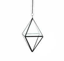 Black Standing Diamond Geometric Glass Terrarium, Octahedron - 6 Pieces