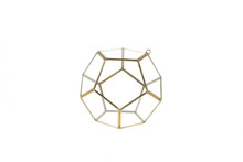 Small Gold Prism Geometric Glass Terrarium, Dodecahedron - 12 Pieces