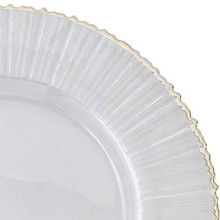 Case of 8 Glass Gold Ray Clear Charger Plate 13" - Gold Rim