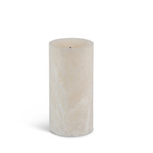 6 Inch Bisque Wax Glow Wick LED Pillars with Ice Effect and Timer - 6 Candles