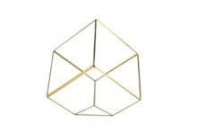 Big Gold Tilted Cube Geometric Glass Terrarium, Heptahedron - 4 Pieces