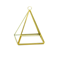 Gold Triangle Pyramid Geometric Glass Terrarium, Pentahedron - 12 Pieces