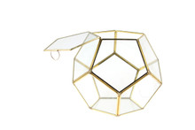 Medium Gold Prism Geometric Glass Terrarium, Dodecahedron - 4 Pieces