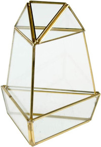 Gold Short Triangular Obelisk Geometric Glass Terrarium - 9 Pieces
