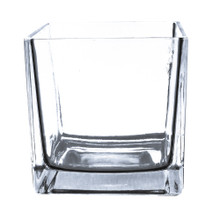 4 Inch Clear Cube Vase, Utility Grade - 24 Pieces