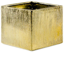 5 Inch Gold Ceramic Square Cube - 12 Pieces