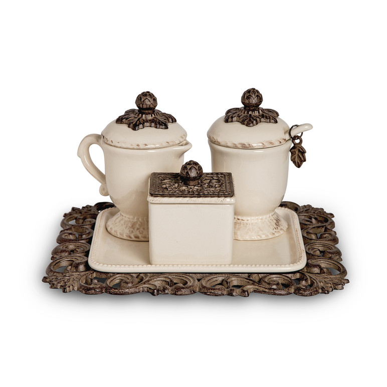 GG Collection Acanthus Leaf Coffee Creamer/Sugar Container Set