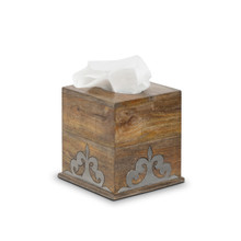 Mango Wood Tissue Box with Metal Inlay, GG Heritage Collection