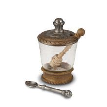 Mango Wood Honey Jar with Metal Inlay, GG Heritage Collection