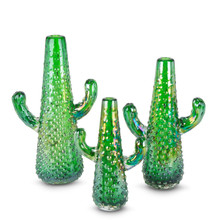 Set of 3 Glass Cactus Vases
