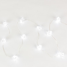 10ft Indoor/Outdoor Cool White Clear Acrylic Gems Micro LED Battery Light String with Timer, Silver Wire - 6 Sets