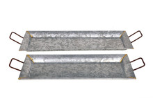decorative Metal Galvanized Trays - Set Of 2