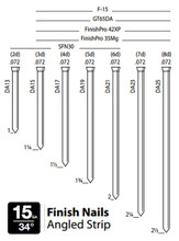 Senco A302500 2-1/2" Bright 15 Gauge Angled Finish Nails