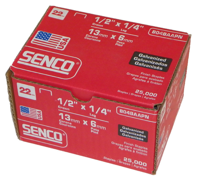 B04BAAPN 1/4" Leg 22 Ga. Galv. SENCO Staple - 25,000 Per Box - Danow ...