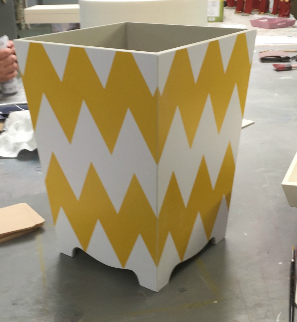 yellow bespoke ziz-zag design waste paper bin