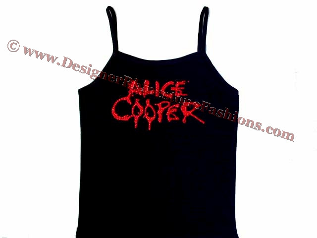 Alice Cooper Red Swarovski Crystal Studded Concert Tour Tank Top Tee Shirt
