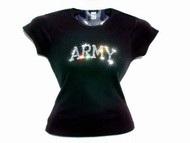 United States Army Swarovski Crystal Rhinestone Sparkly Military T Shirt Top