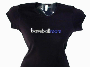 Baseball Mom Football Mom Soccer Mom Cheer Mom Bling Swarovski Crystal Rhinestone T Shirt 