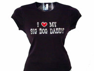 I Heart (Luv) My Big Dog Daddy Rhinestone T Shirt Design