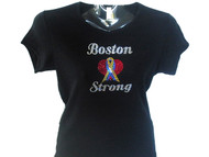 Boston Strong Swarovski crystal rhinestone t shirt