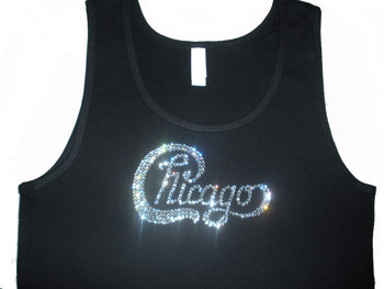 Chicago Band Logo Swarovski rhinestone tank top t shirt