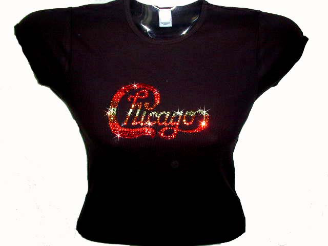 Chicago Rock Band Swarovski Crystal Rhinestone T Shirt Top