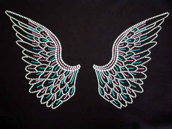 Angel wings Swarovski crystal rhinestone ladies t shirt