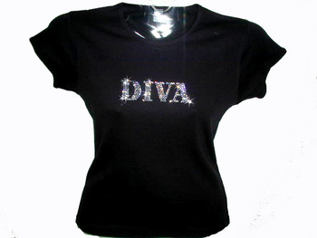 Diva Swarovski rhinestone women's t shirt