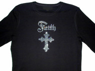 Faith Cross Religious Rhinestone T Shirt