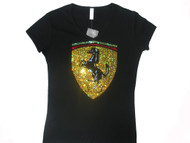 Ferrari Ladies Rhinestone Tee shirt made with Swarovski crytals.